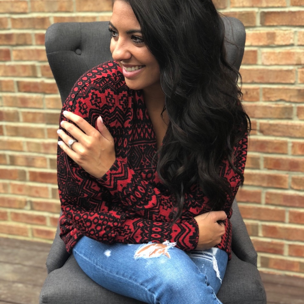 Black and red cardigan